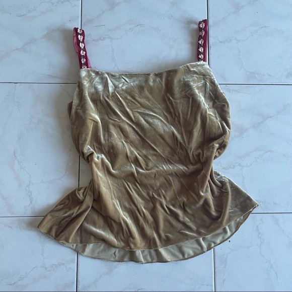 90’s handmade velour cottagecore camisole roses - Picture 2 of 6